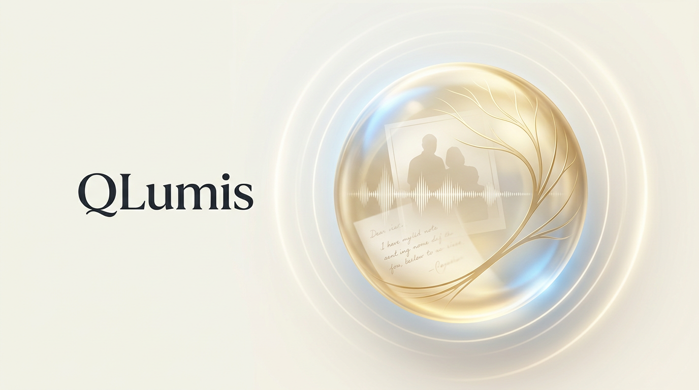 QLumis memory legacy orb preserving voice, photos, stories, and family memories